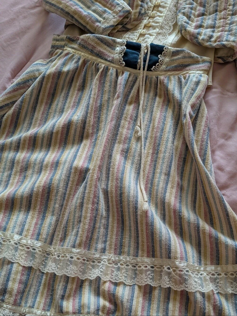 Gunne Sax Jeunes Filles Girls' Pastel Striped Skirt with Cropped Jacket & Blouse